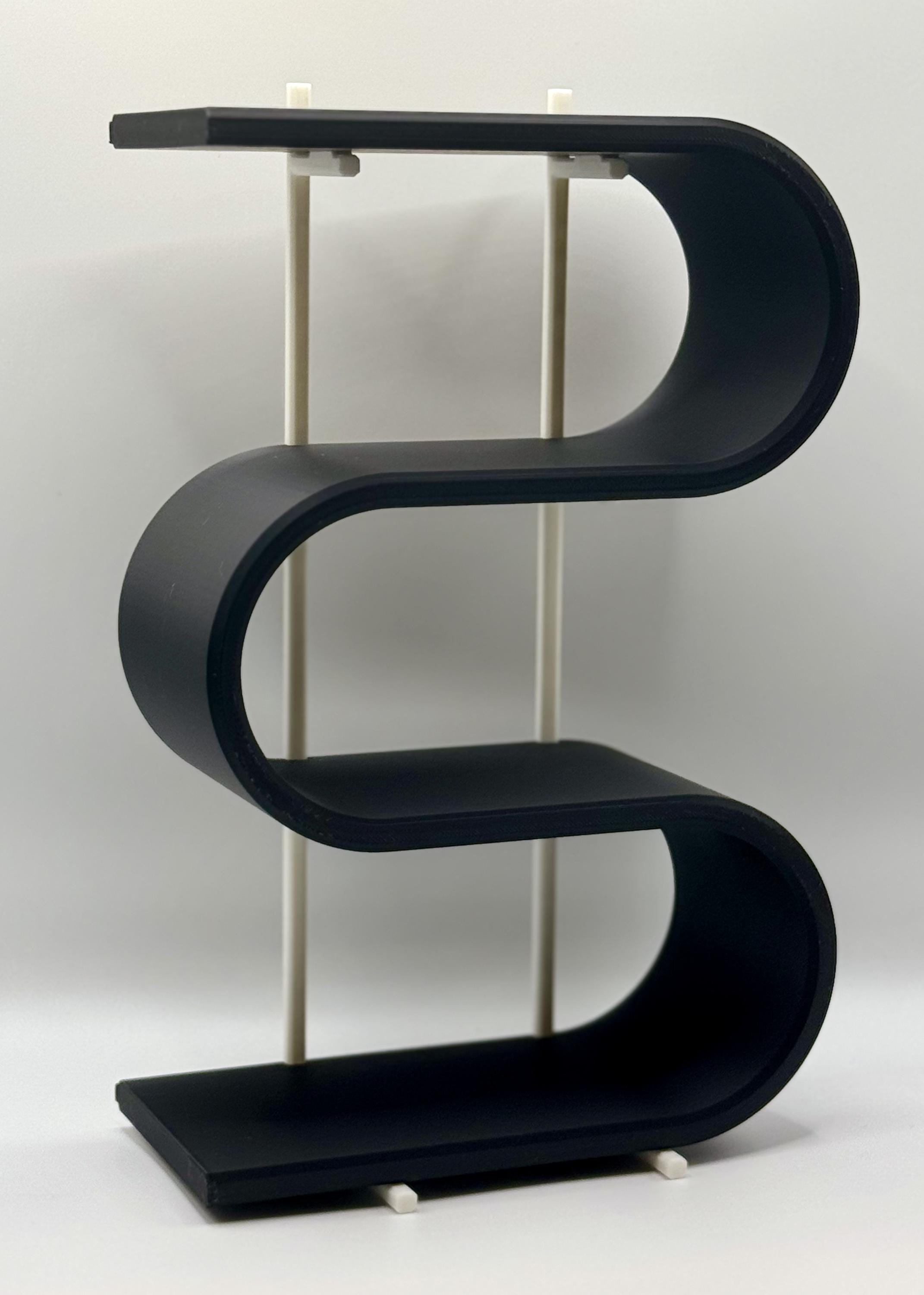 Curved Display Shelf 4-Tier - 9.5" 3D Printed Stand for Collectibles, PLA Desktop Organizer Decor