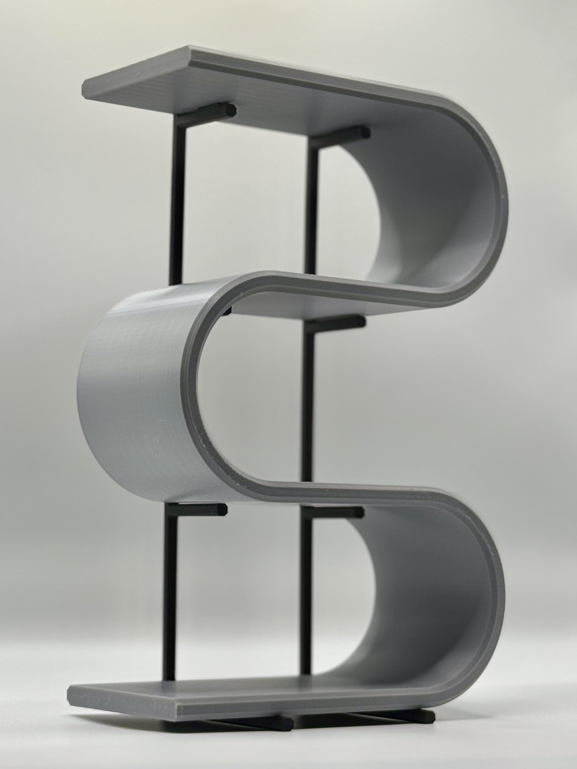 Curved Display Shelf 4-Tier - 9.5" 3D Printed Stand for Collectibles, PLA Desktop Organizer Decor