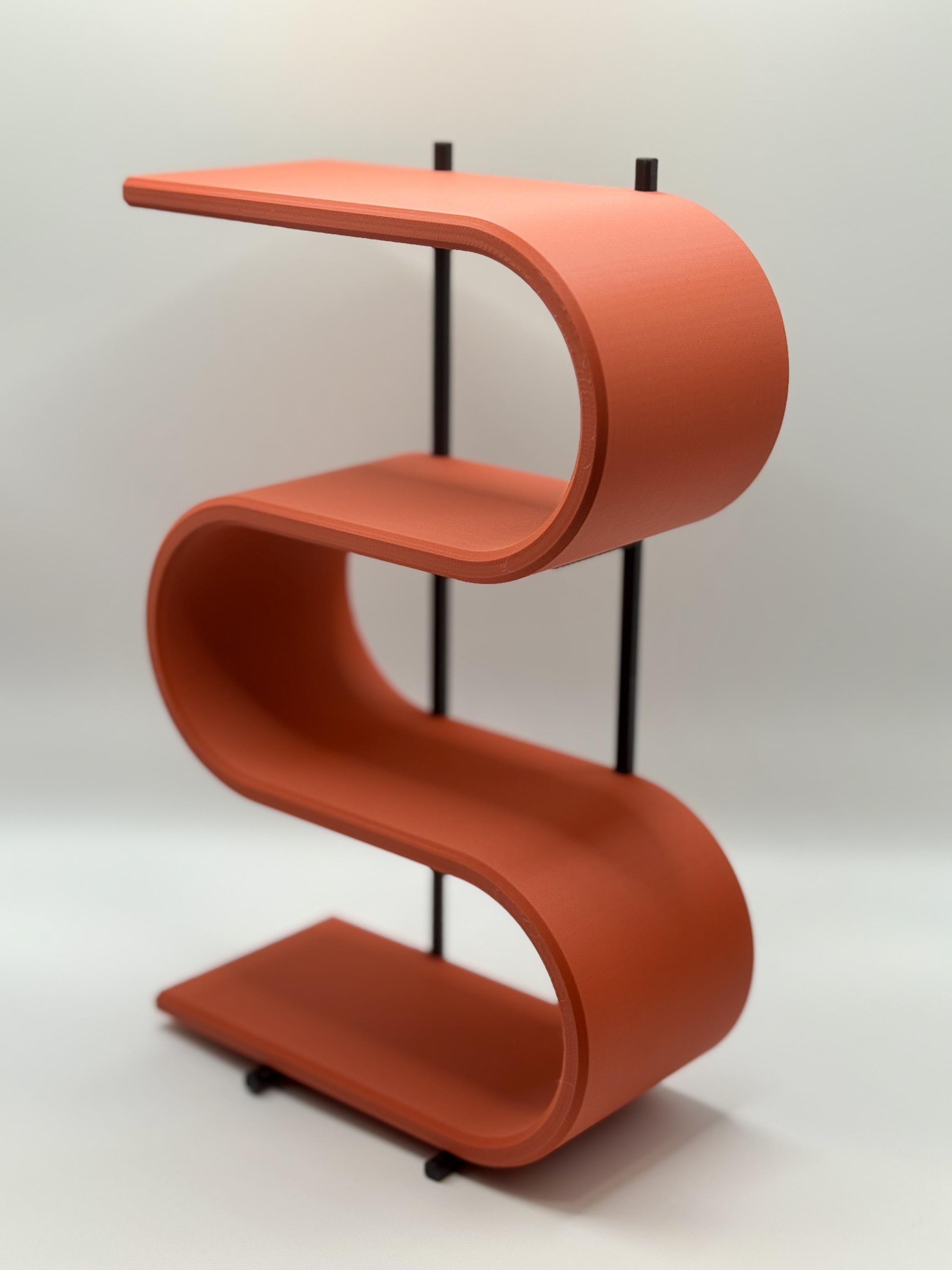 Curved Display Shelf 4-Tier - 9.5" 3D Printed Stand for Collectibles, PLA Desktop Organizer Decor